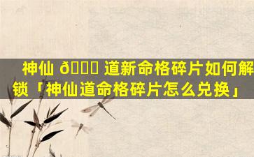 神仙 🐝 道新命格碎片如何解锁「神仙道命格碎片怎么兑换」
